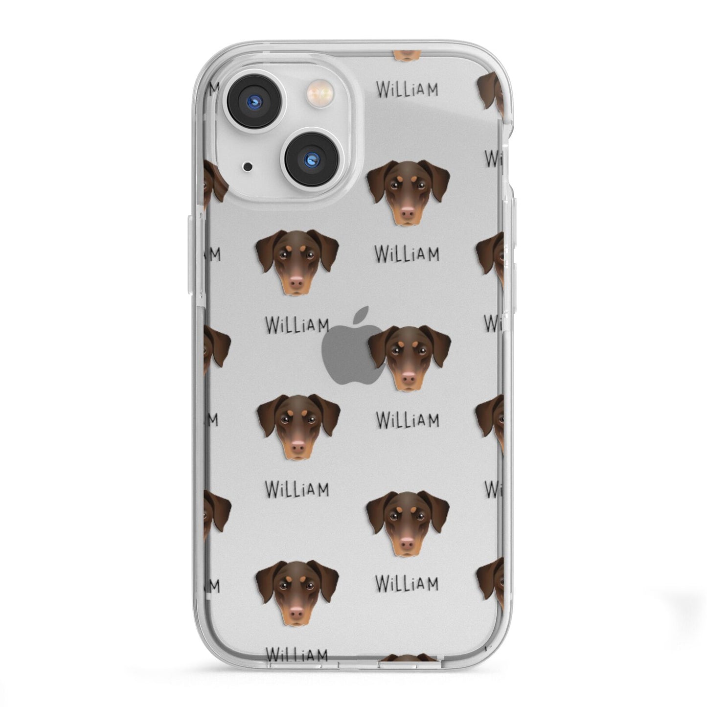 Dobermann Icon with Name iPhone 13 Mini TPU Impact Case with White Edges
