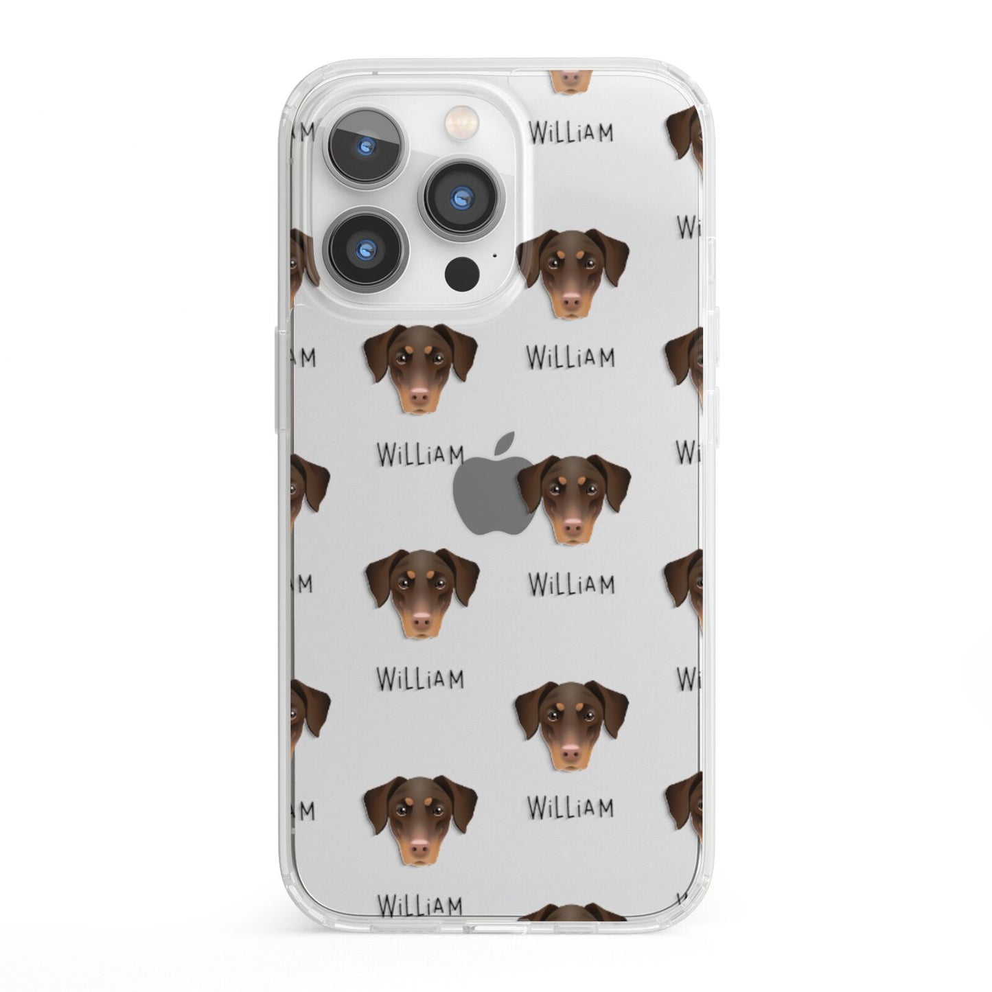 Dobermann Icon with Name iPhone 13 Pro Clear Bumper Case