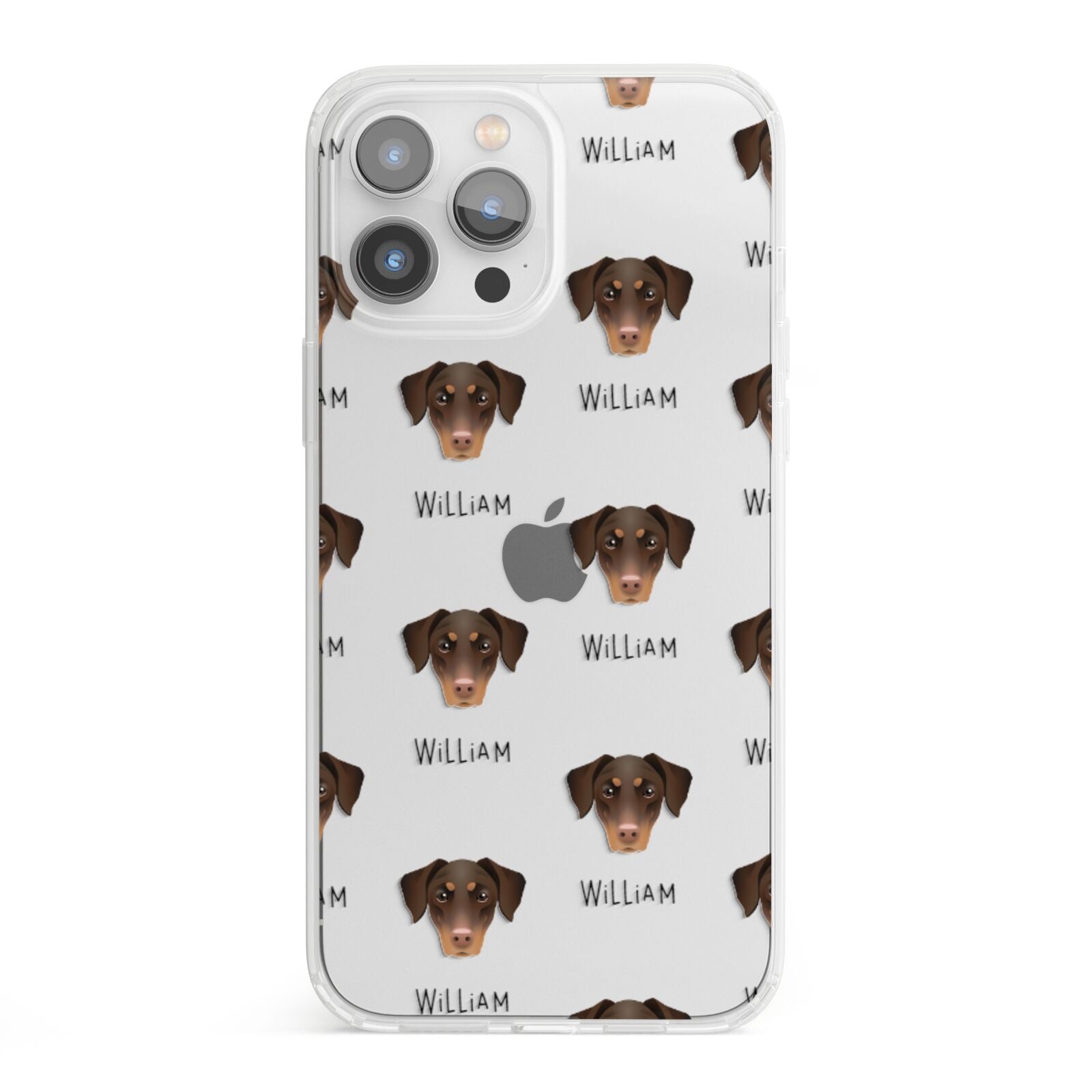 Dobermann Icon with Name iPhone 13 Pro Max Clear Bumper Case