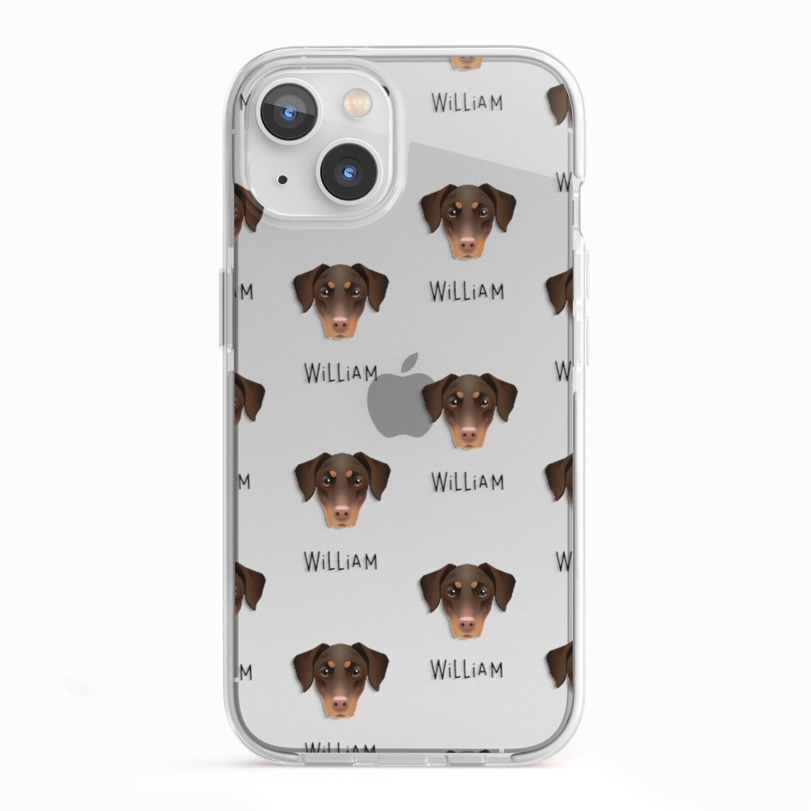 Dobermann Icon with Name iPhone 13 TPU Impact Case with White Edges