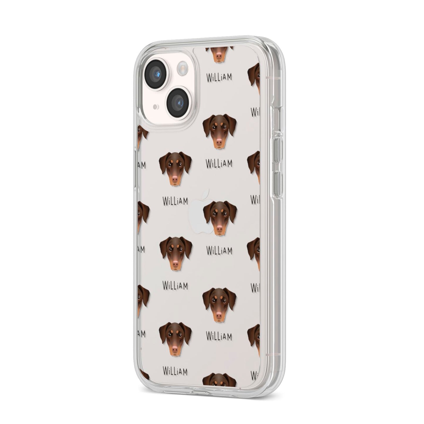 Dobermann Icon with Name iPhone 14 Clear Tough Case Starlight Angled Image