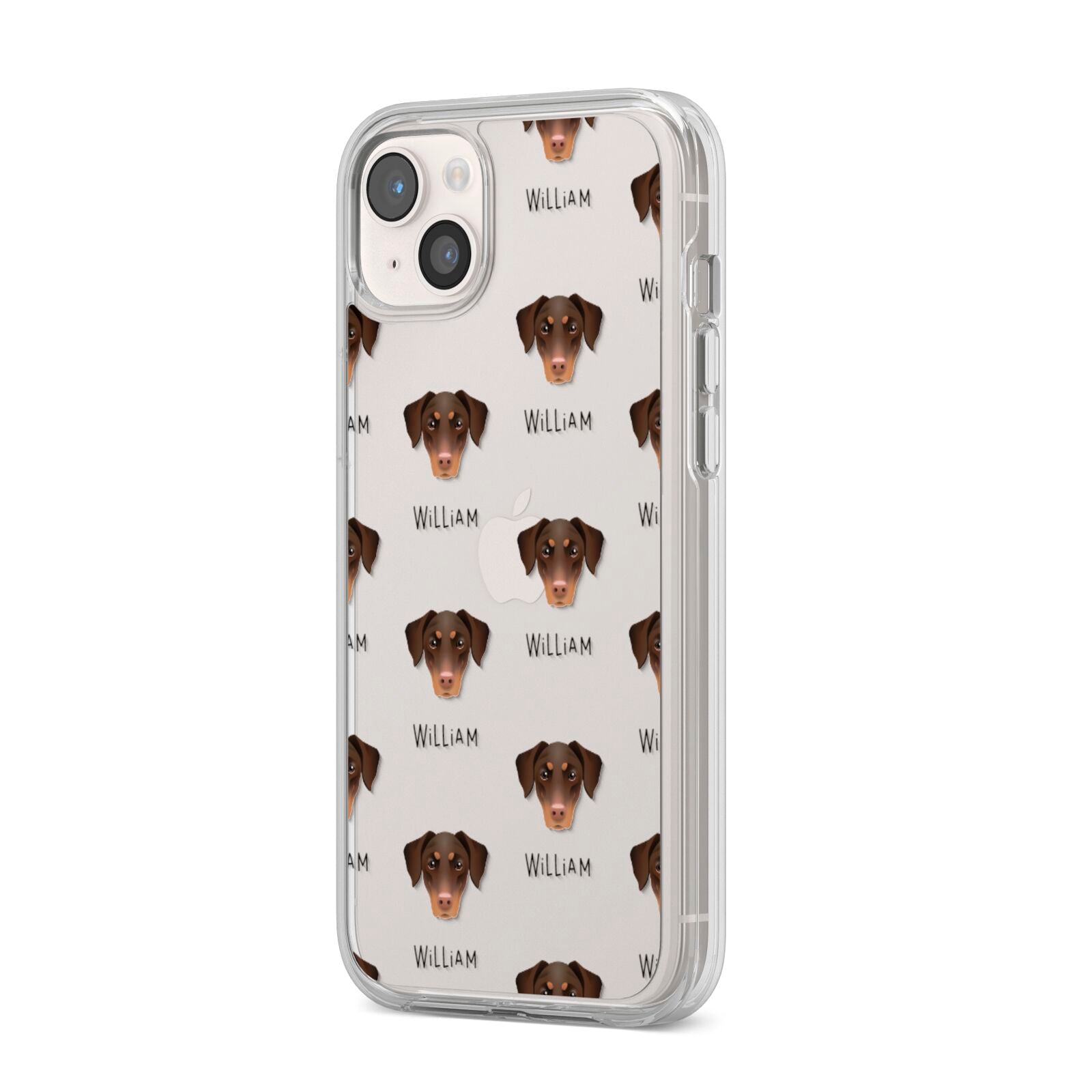 Dobermann Icon with Name iPhone 14 Plus Clear Tough Case Starlight Angled Image