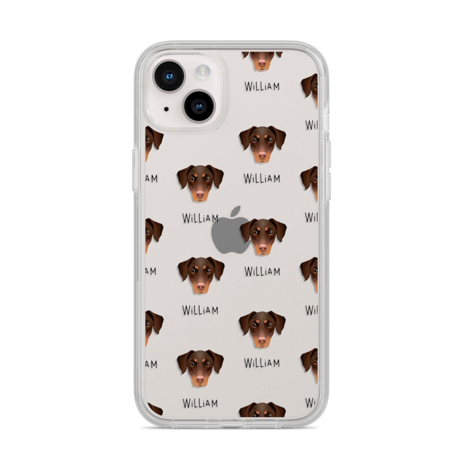 Dobermann Icon with Name iPhone 14 Plus Clear Tough Case Starlight