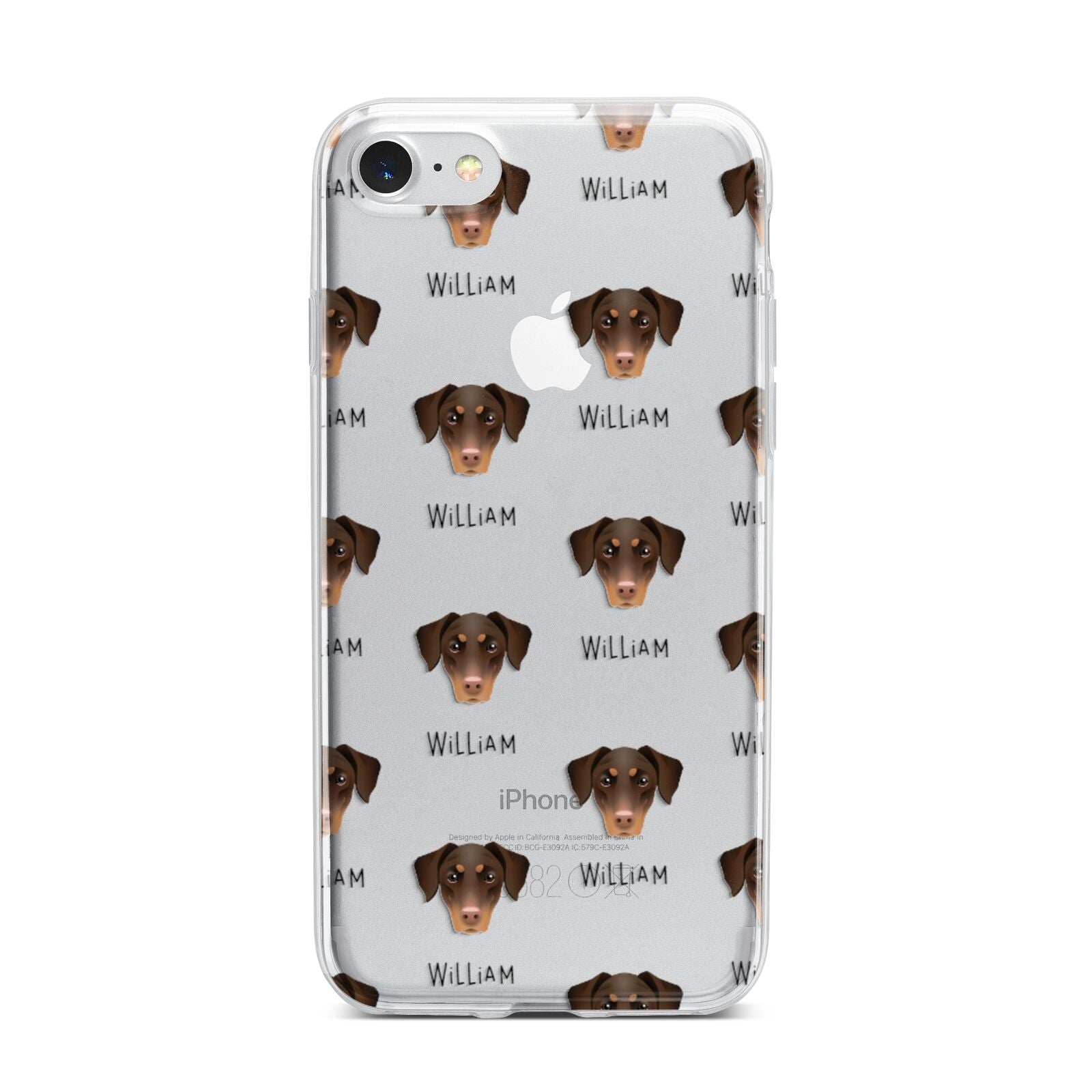 Dobermann Icon with Name iPhone 7 Bumper Case on Silver iPhone