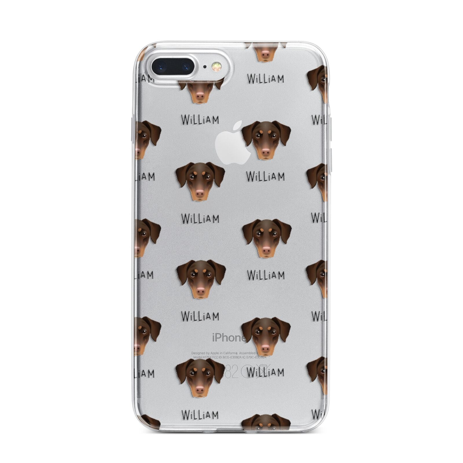 Dobermann Icon with Name iPhone 7 Plus Bumper Case on Silver iPhone