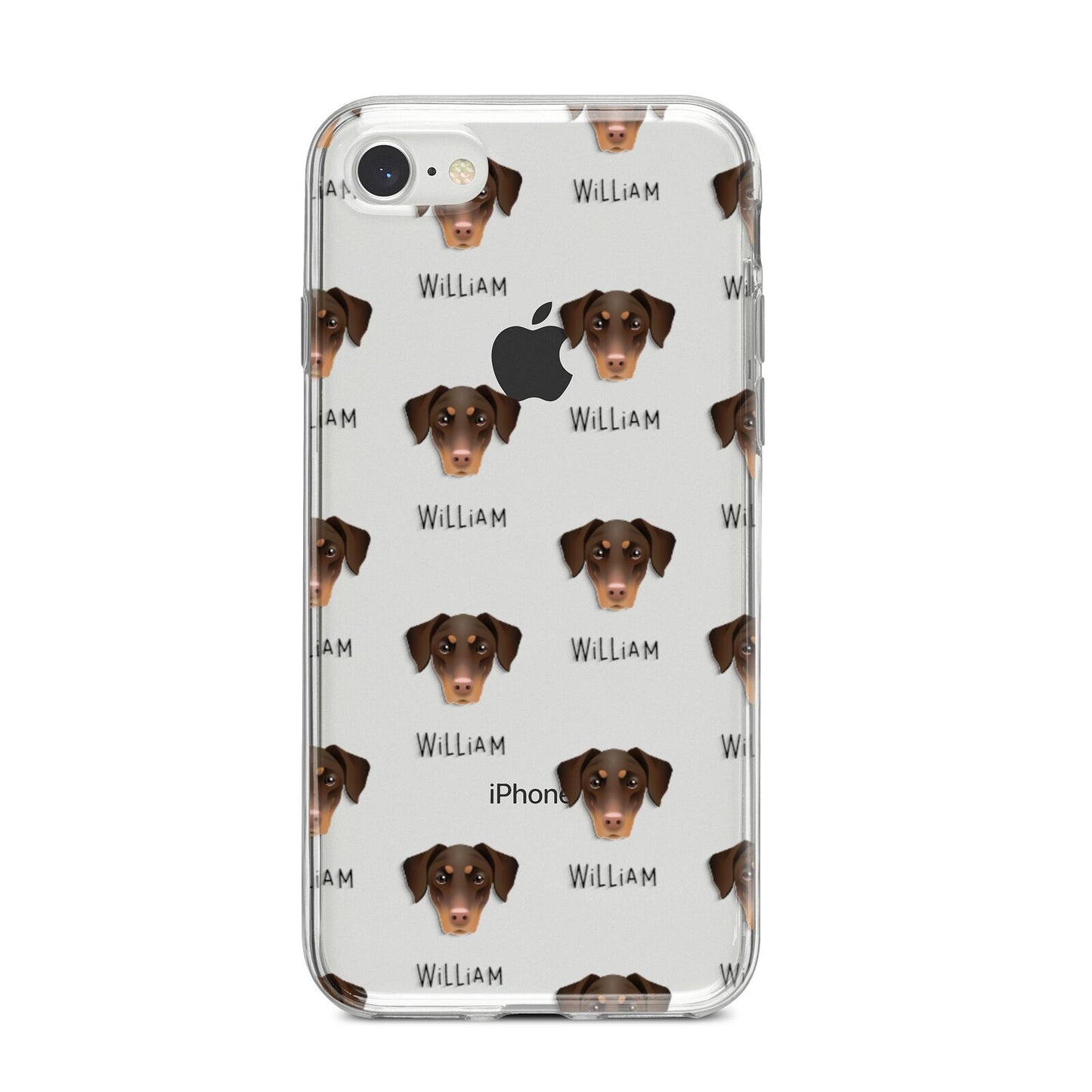 Dobermann Icon with Name iPhone 8 Bumper Case on Silver iPhone