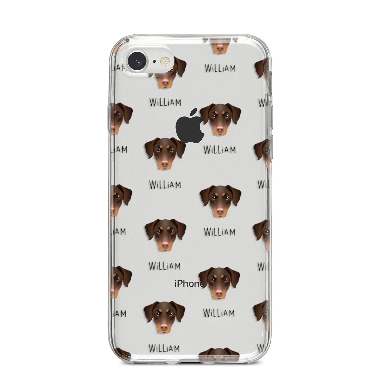 Dobermann Icon with Name iPhone 8 Bumper Case on Silver iPhone