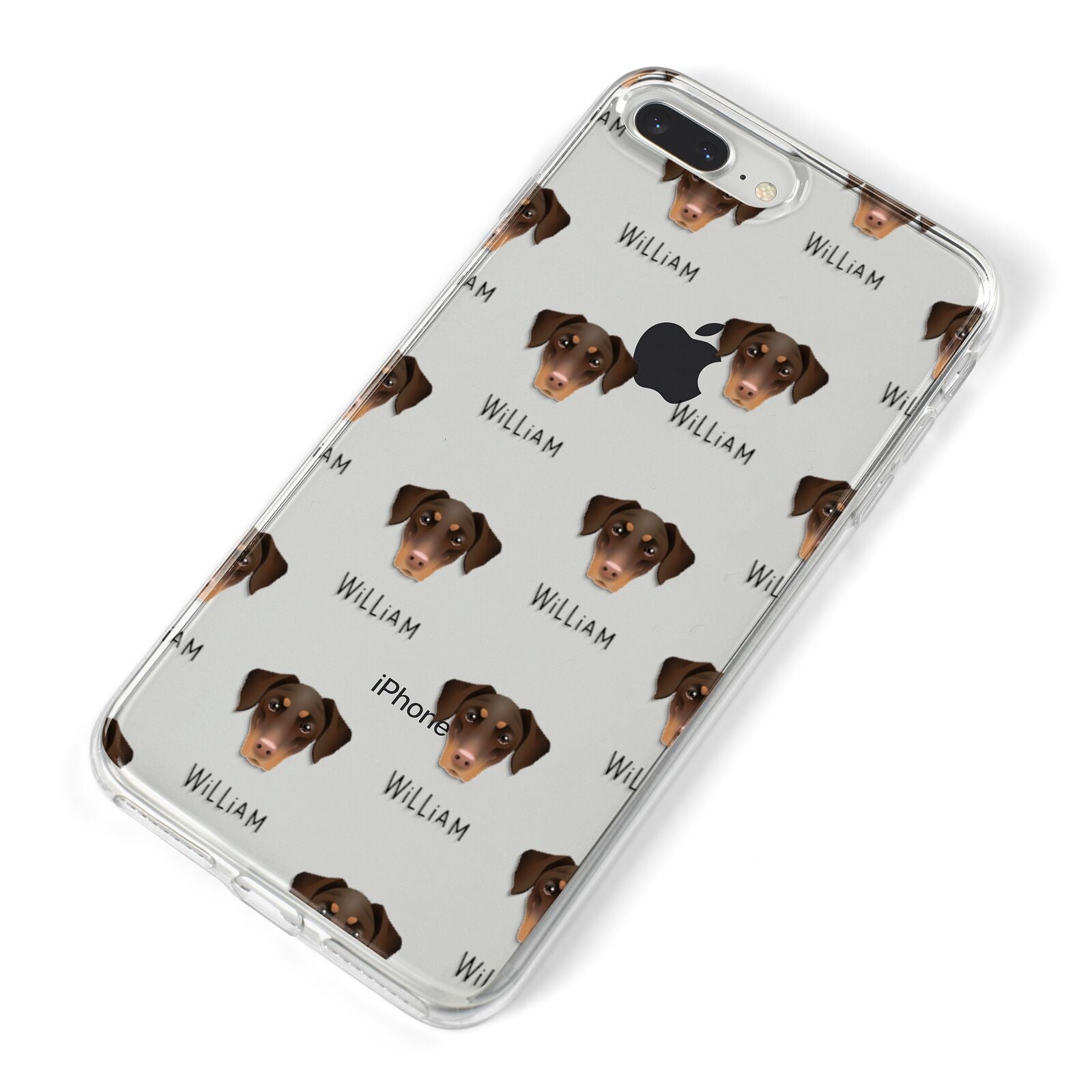 Dobermann Icon with Name iPhone 8 Plus Bumper Case on Silver iPhone Alternative Image