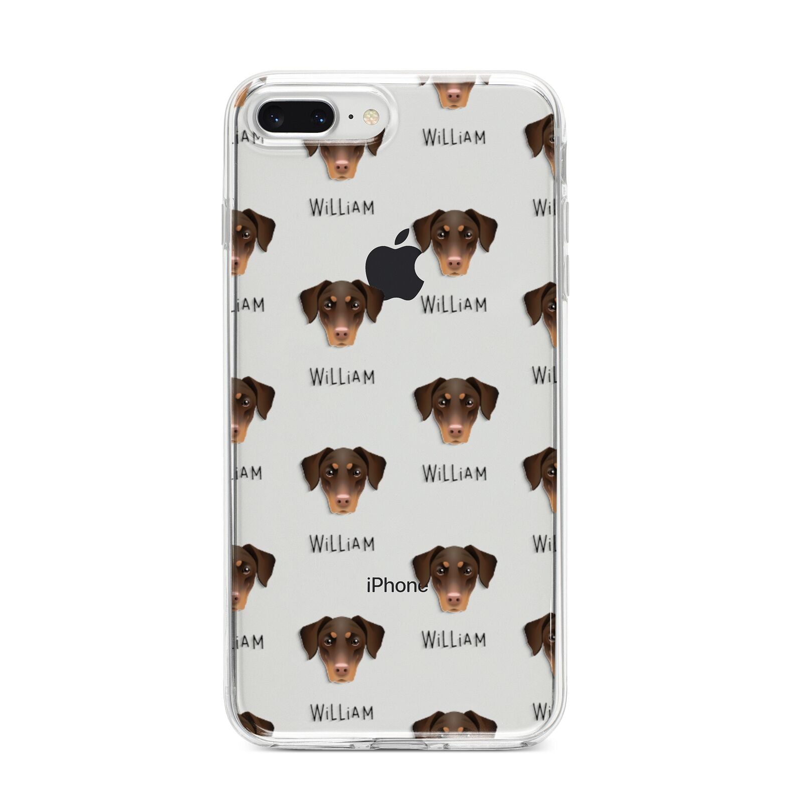 Dobermann Icon with Name iPhone 8 Plus Bumper Case on Silver iPhone