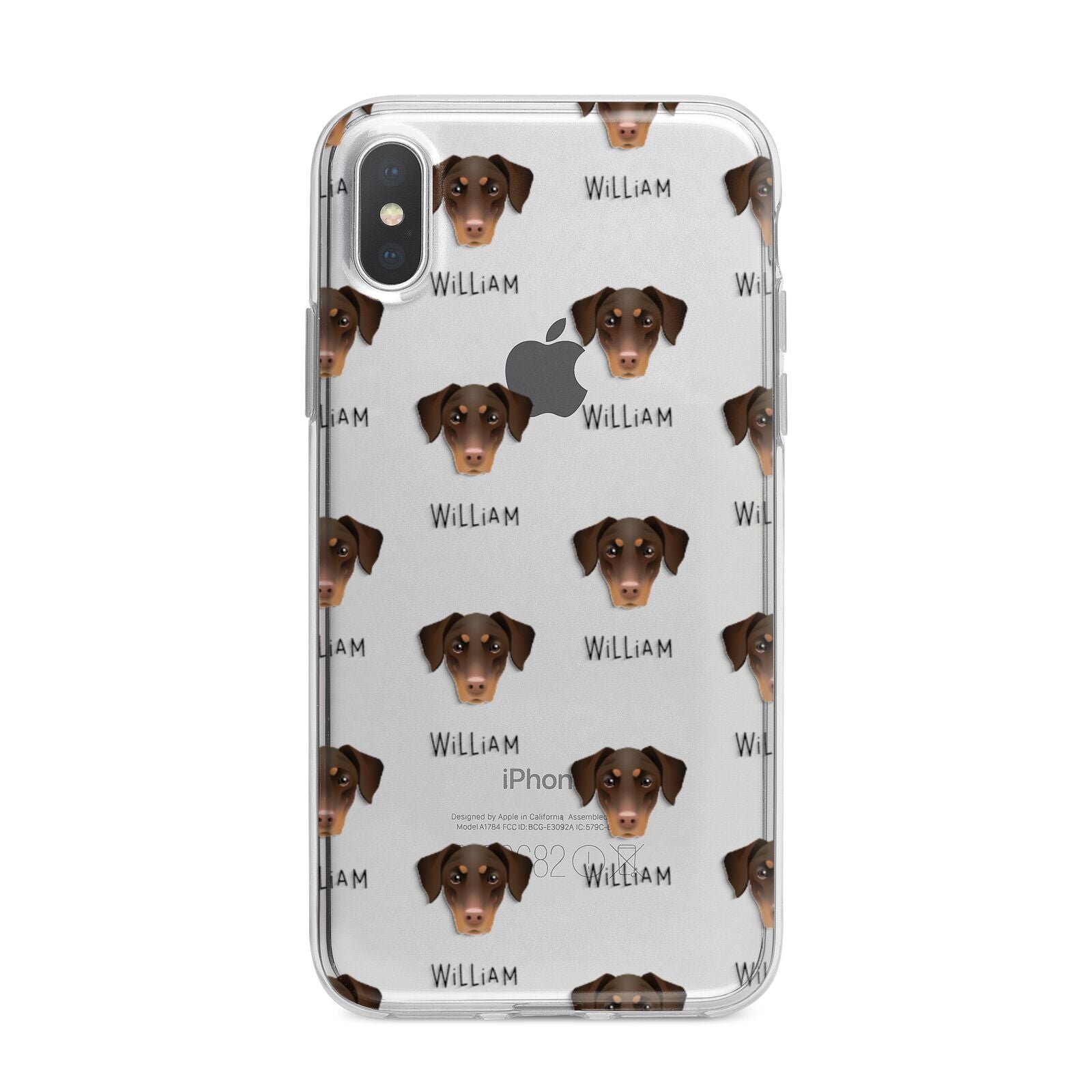 Dobermann Icon with Name iPhone X Bumper Case on Silver iPhone Alternative Image 1