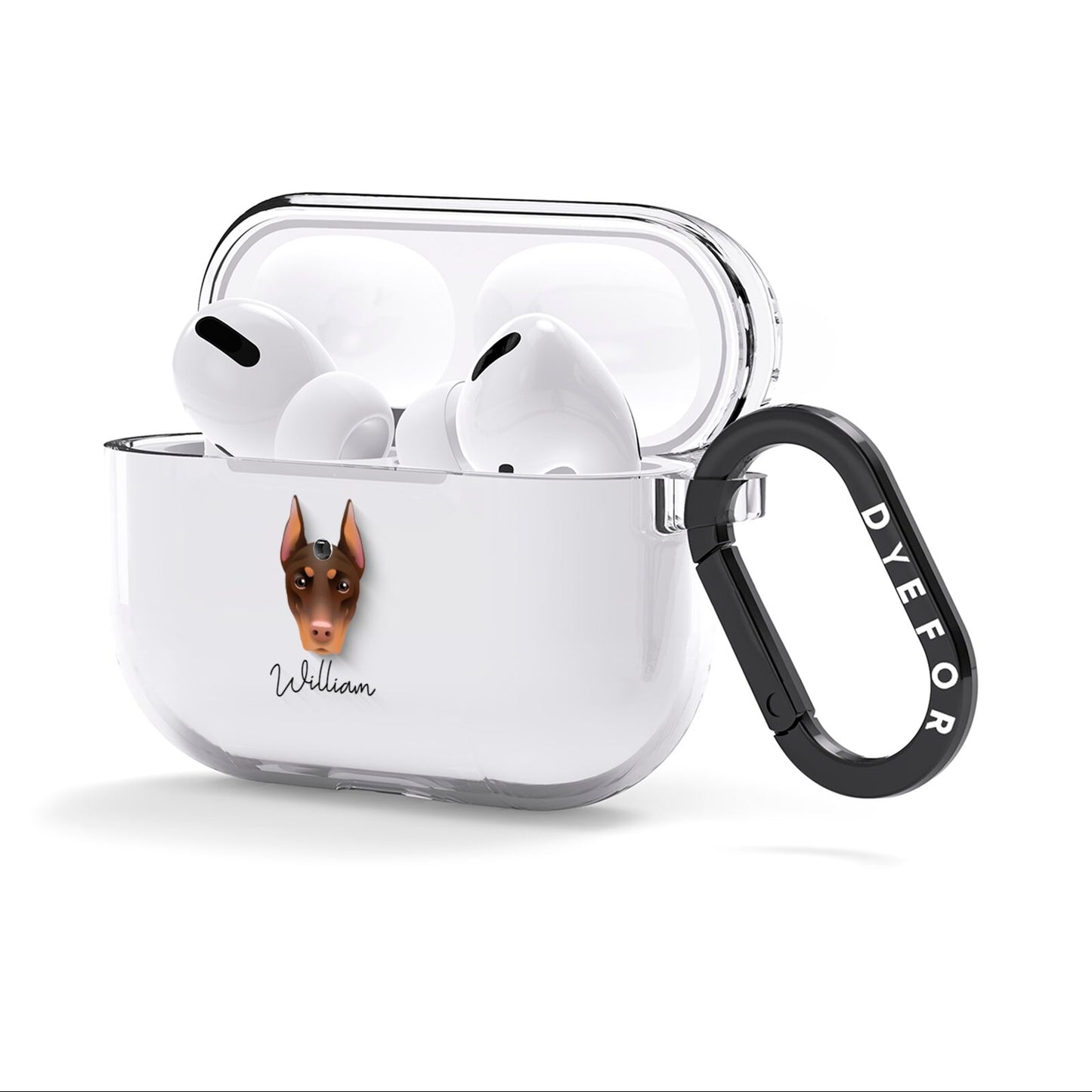 Dobermann Personalised AirPods Clear Case 3rd Gen Side Image