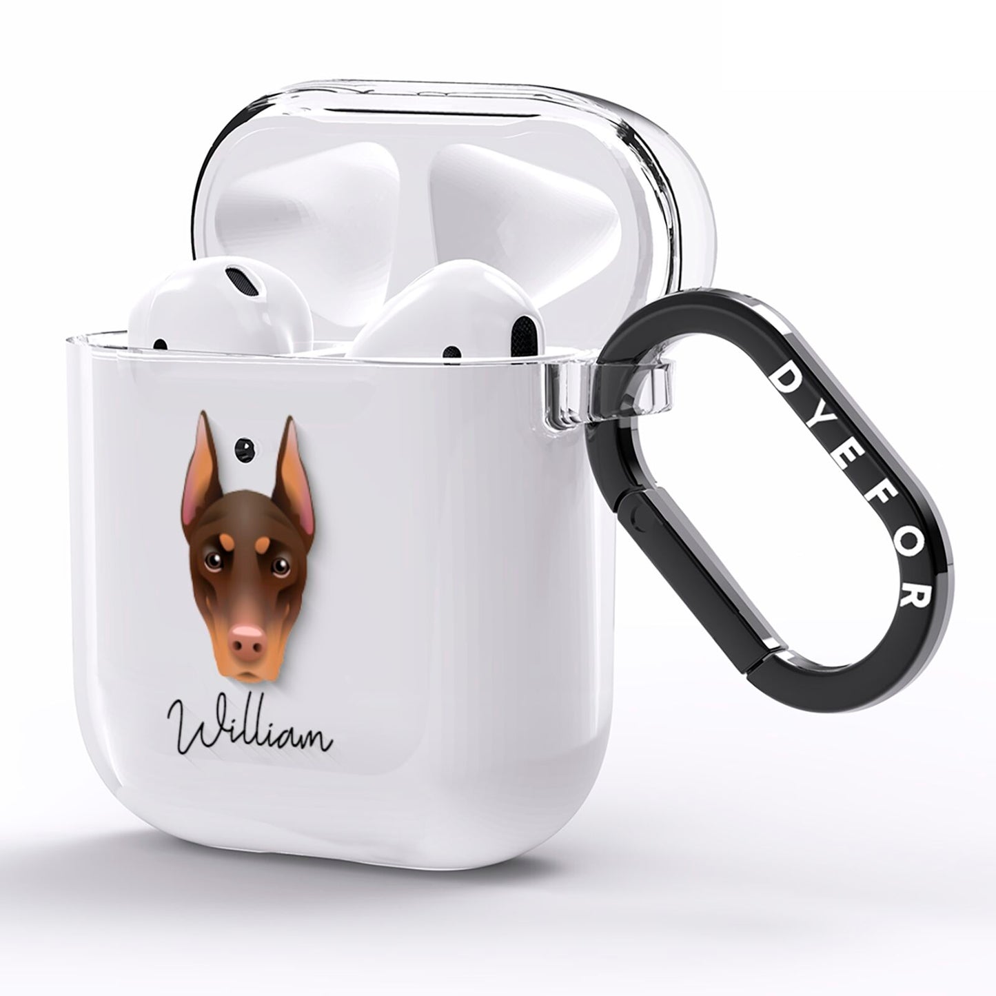 Dobermann Personalised AirPods Clear Case Side Image