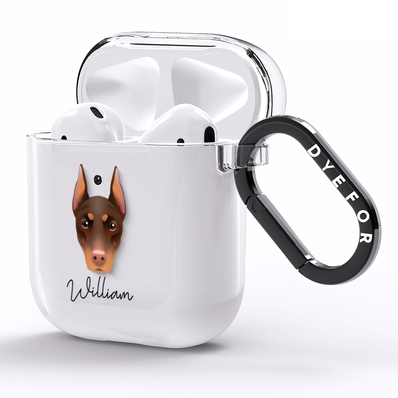 Dobermann Personalised AirPods Clear Case Side Image