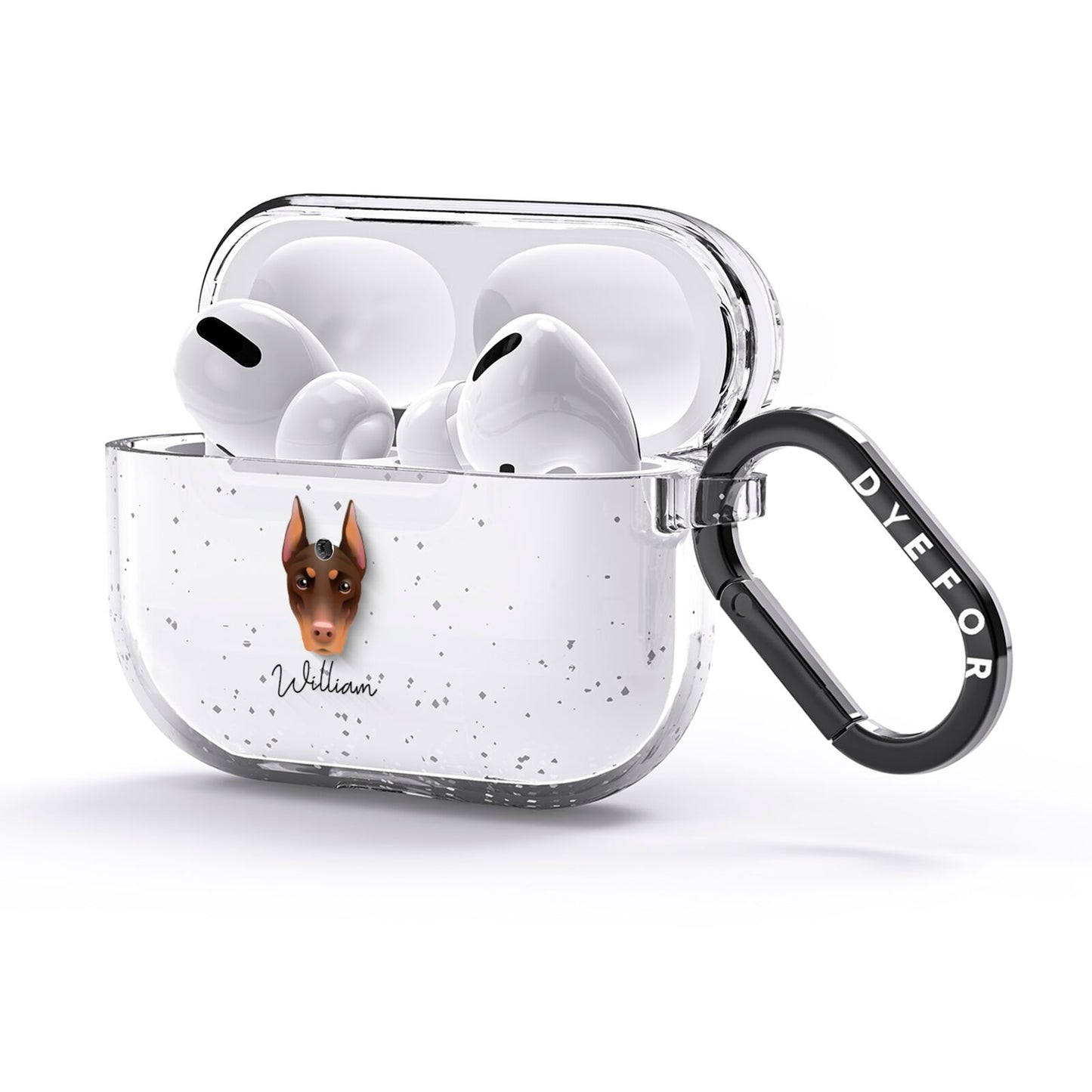 Dobermann Personalised AirPods Glitter Case 3rd Gen Side Image