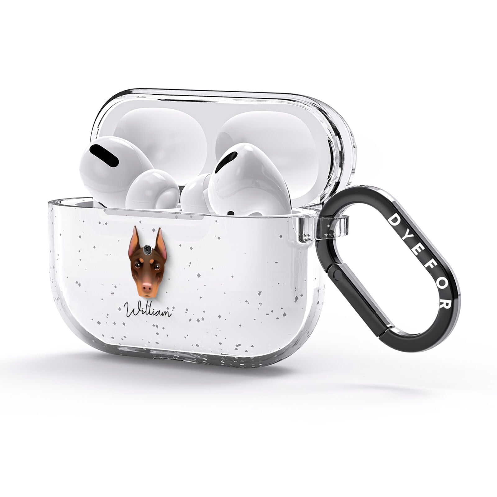 Dobermann Personalised AirPods Glitter Case 3rd Gen Side Image