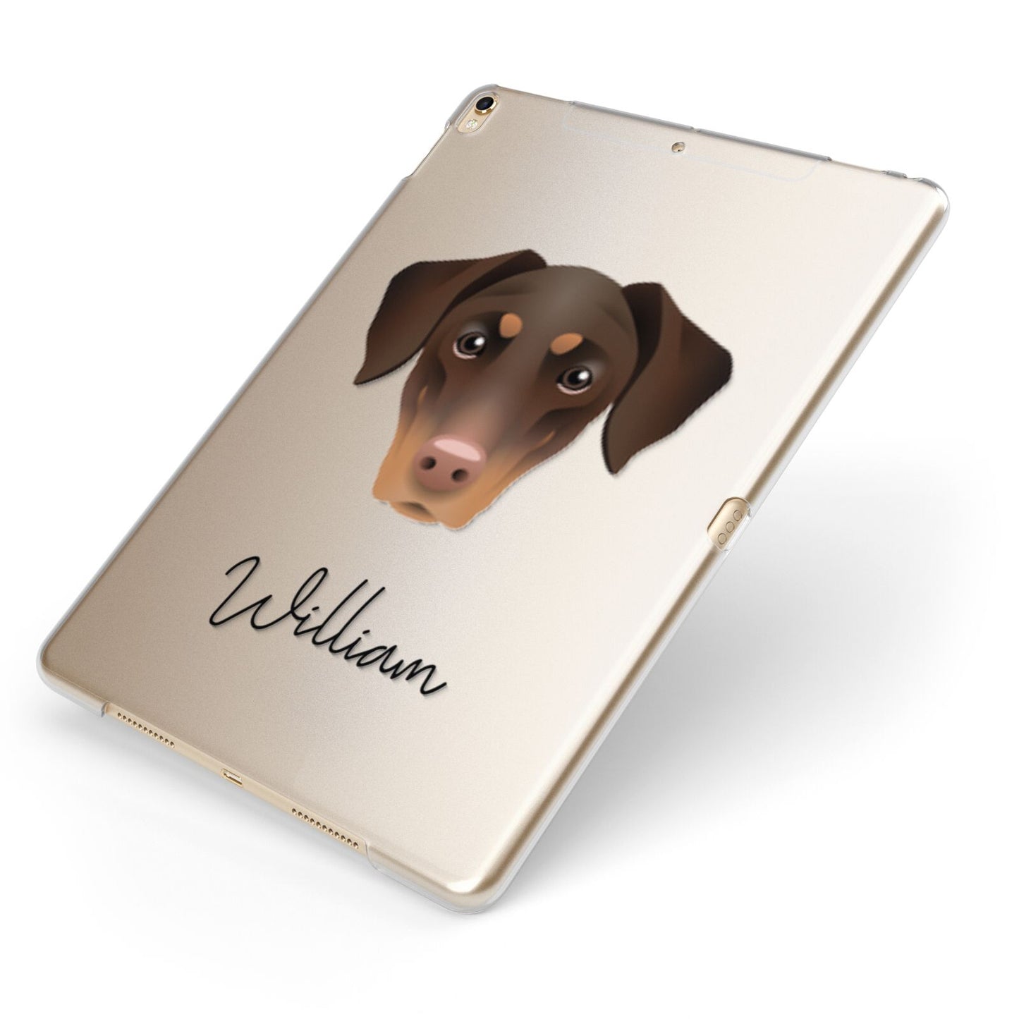 Dobermann Personalised Apple iPad Case on Gold iPad Side View