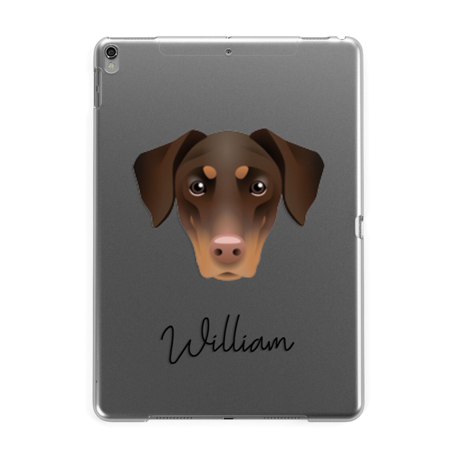Dobermann Personalised Apple iPad Grey Case