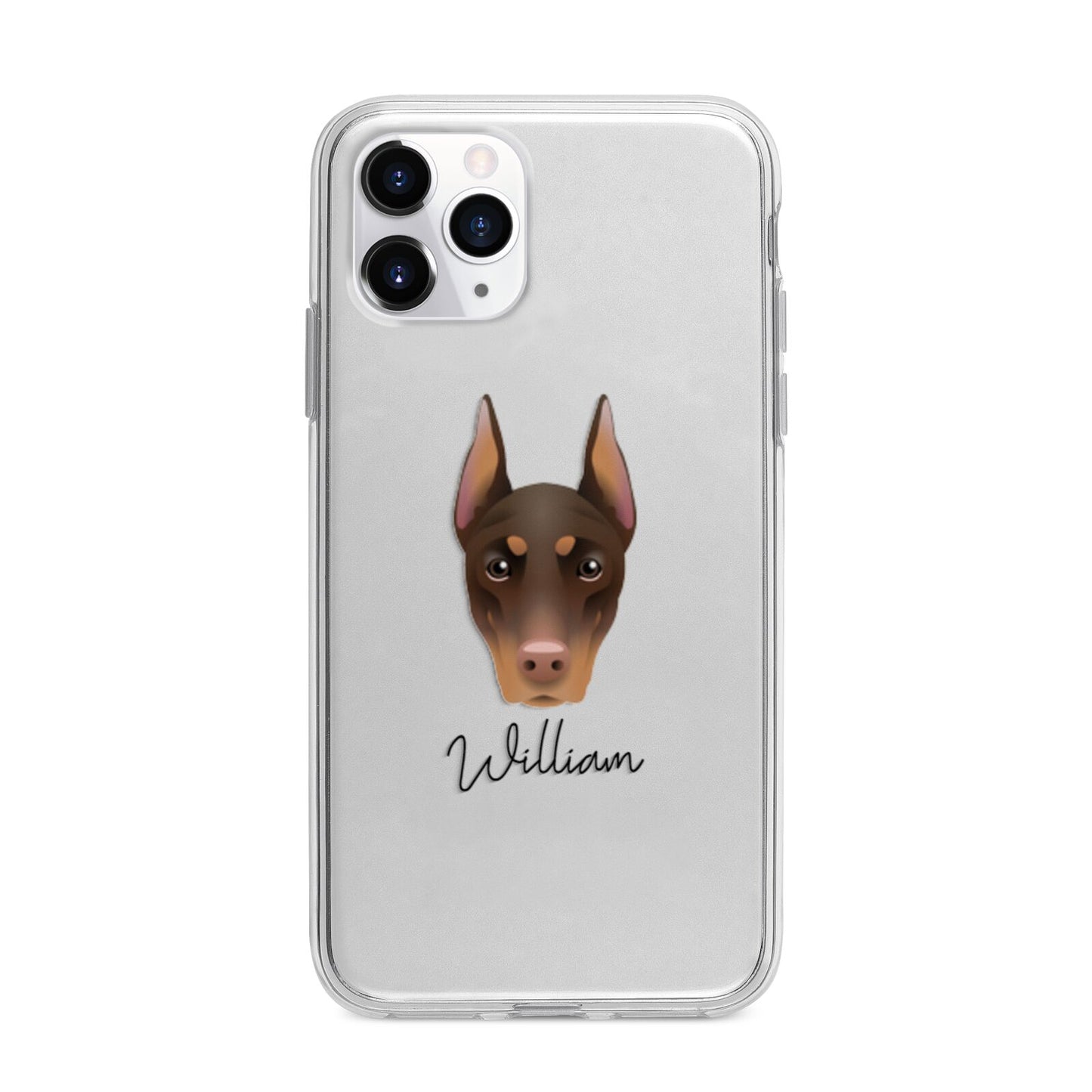 Dobermann Personalised Apple iPhone 11 Pro in Silver with Bumper Case