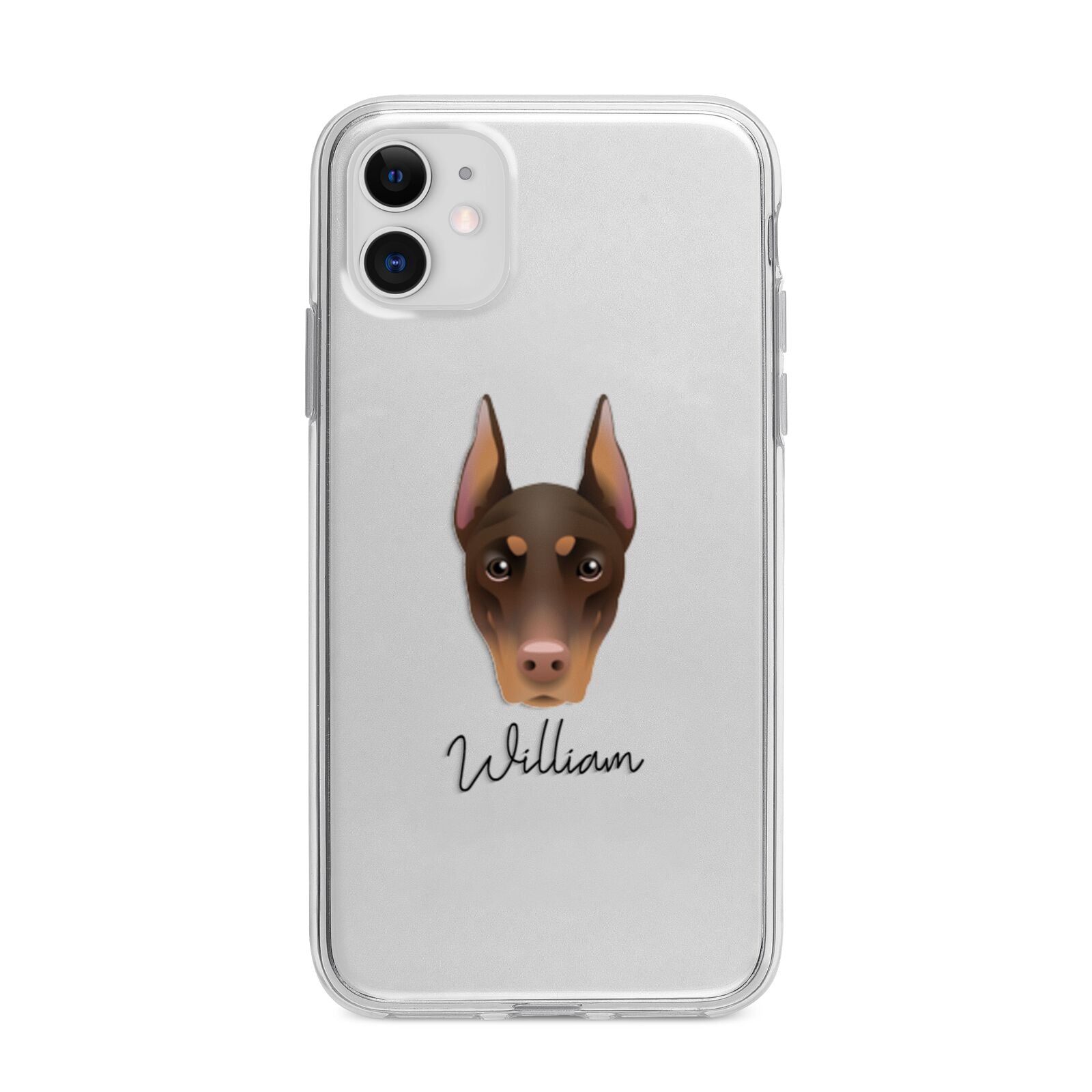 Dobermann Personalised Apple iPhone 11 in White with Bumper Case
