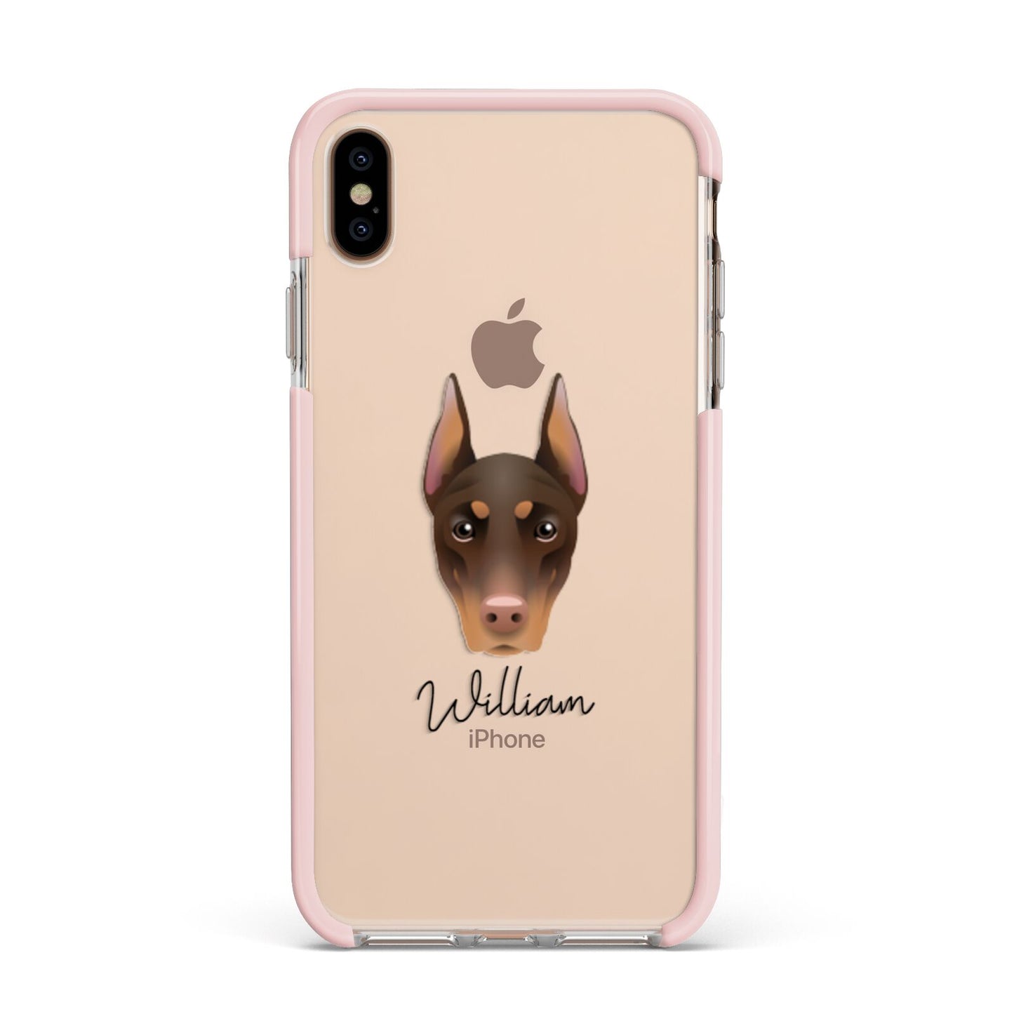 Dobermann Personalised Apple iPhone Xs Max Impact Case Pink Edge on Gold Phone