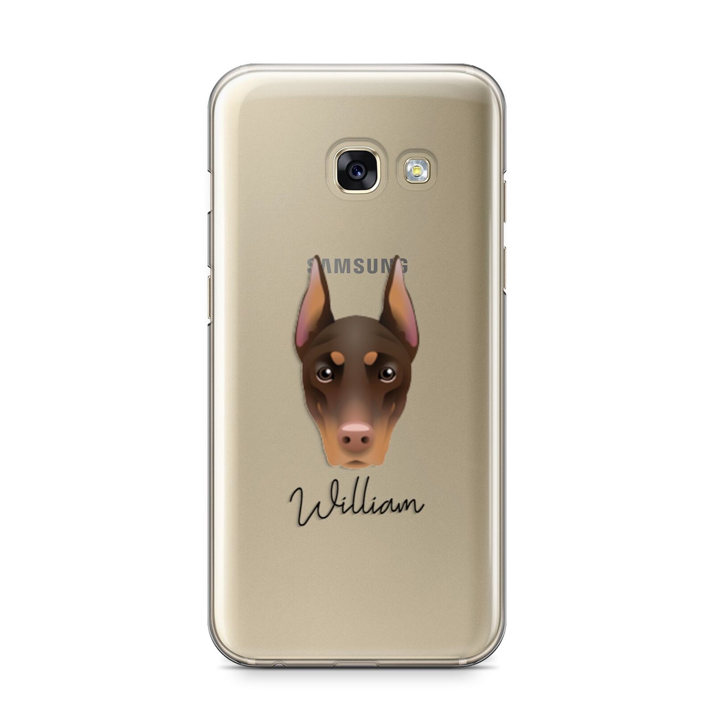 Dobermann Personalised Samsung Galaxy A3 2017 Case on gold phone
