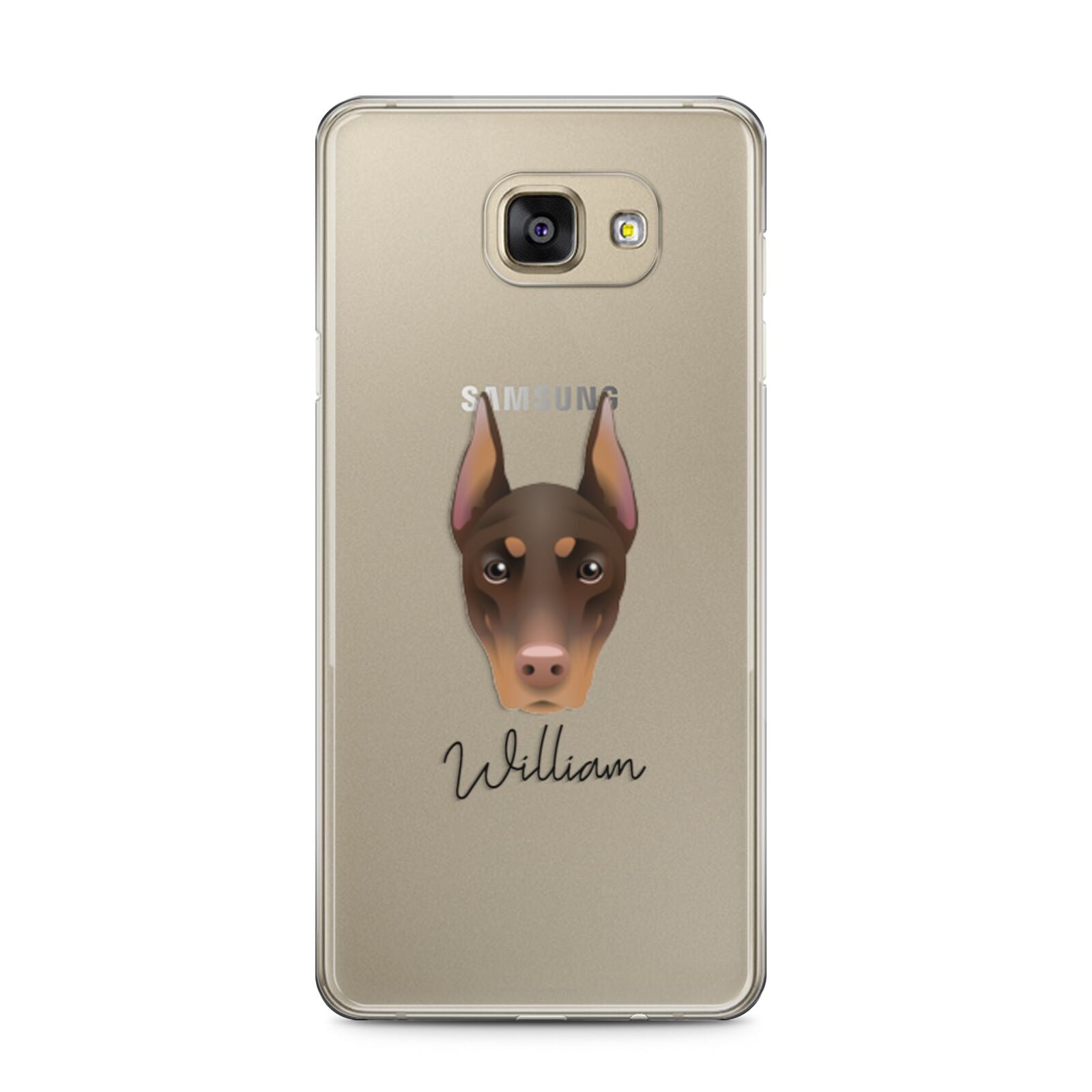 Dobermann Personalised Samsung Galaxy A5 2016 Case on gold phone
