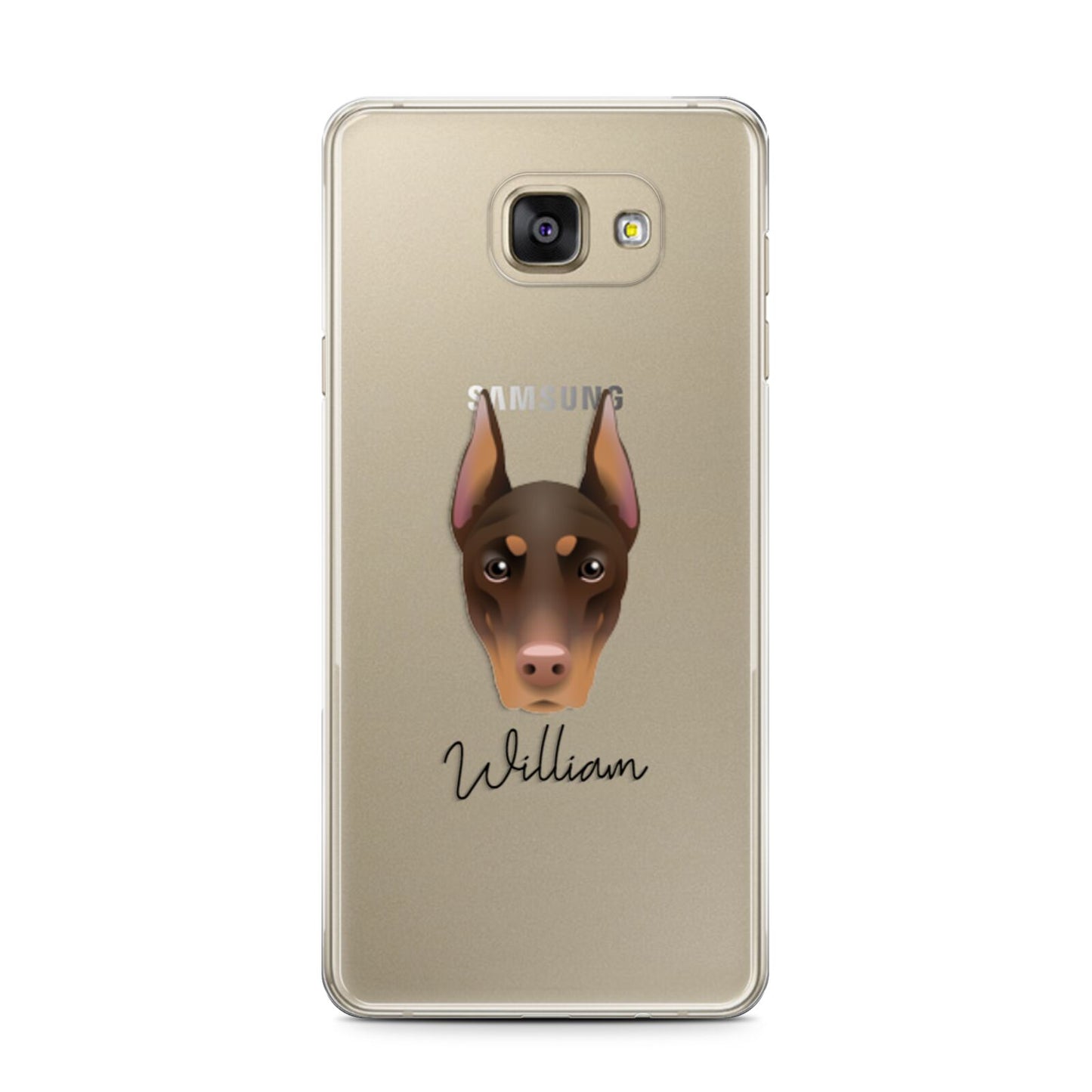 Dobermann Personalised Samsung Galaxy A7 2016 Case on gold phone