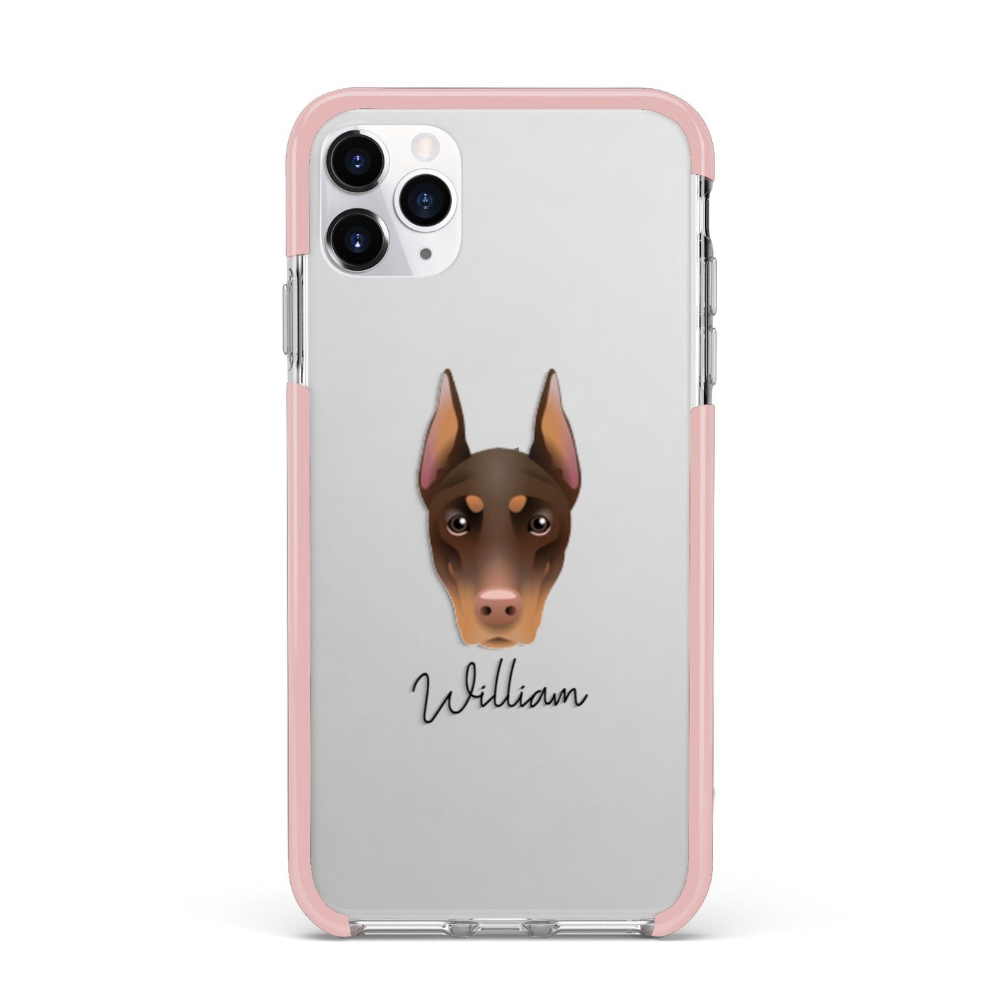 Dobermann Personalised iPhone 11 Pro Max Impact Pink Edge Case