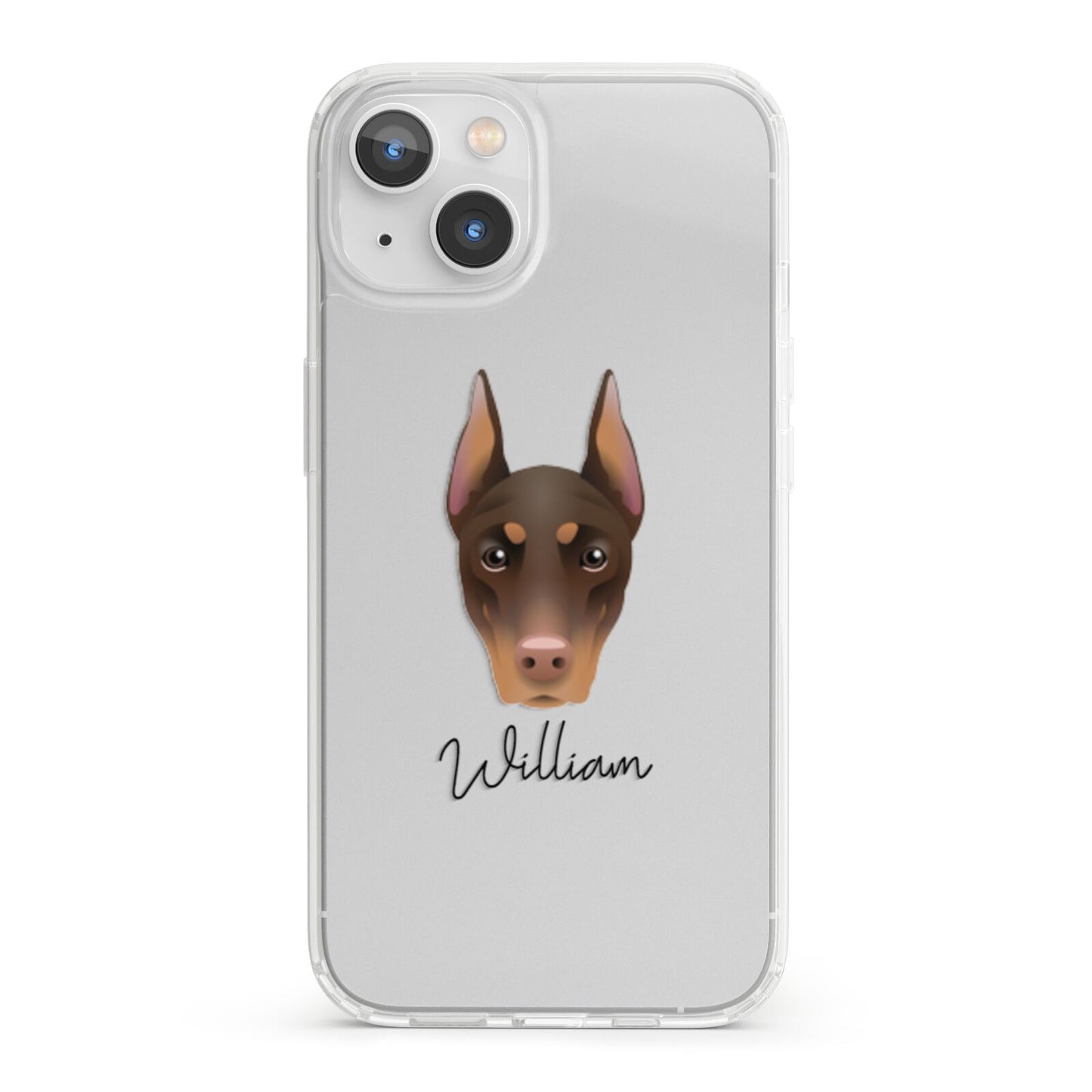 Dobermann Personalised iPhone 13 Clear Bumper Case