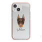 Dobermann Personalised iPhone 13 Mini TPU Impact Case with Pink Edges