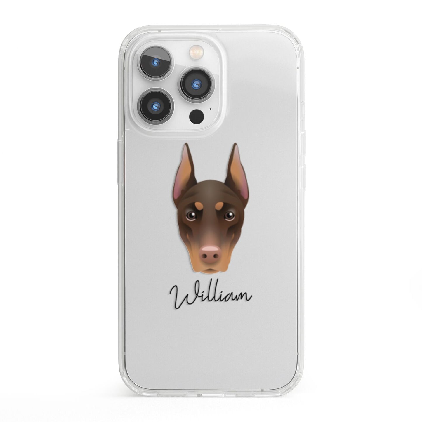 Dobermann Personalised iPhone 13 Pro Clear Bumper Case