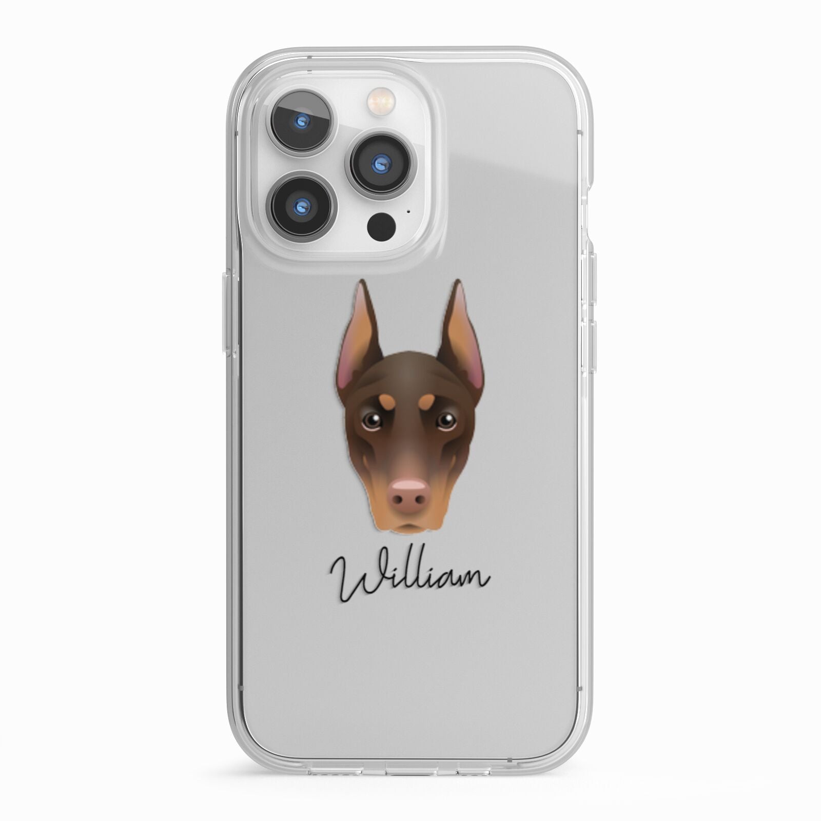 Dobermann Personalised iPhone 13 Pro TPU Impact Case with White Edges