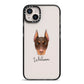 Dobermann Personalised iPhone 14 Plus Black Impact Case on Silver phone