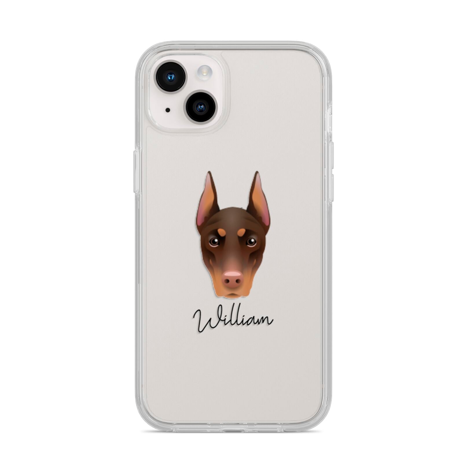 Dobermann Personalised iPhone 14 Plus Clear Tough Case Starlight