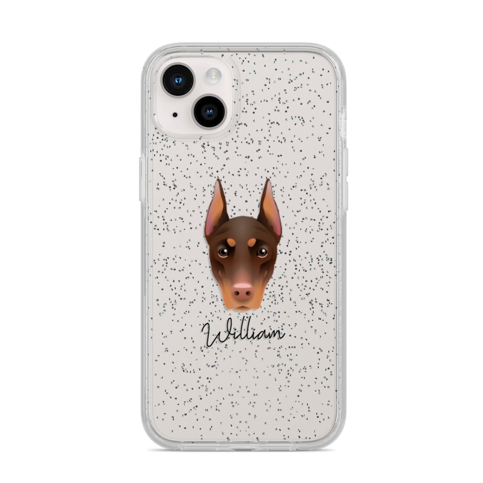 Dobermann Personalised iPhone 14 Plus Glitter Tough Case Starlight