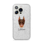 Dobermann Personalised iPhone 14 Pro Glitter Tough Case Silver