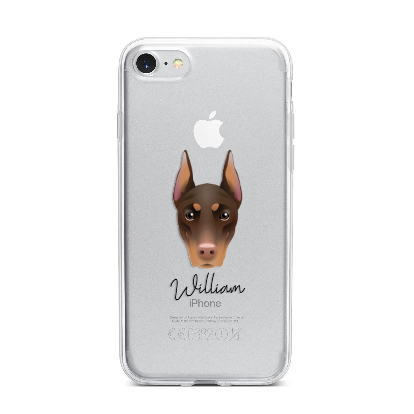 Dobermann Personalised iPhone 7 Bumper Case on Silver iPhone