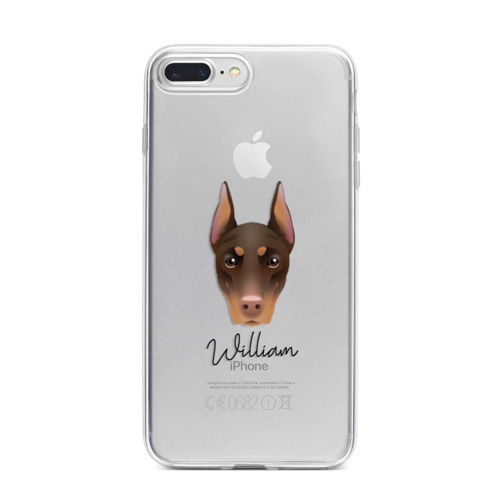 Dobermann Personalised iPhone 7 Plus Bumper Case on Silver iPhone