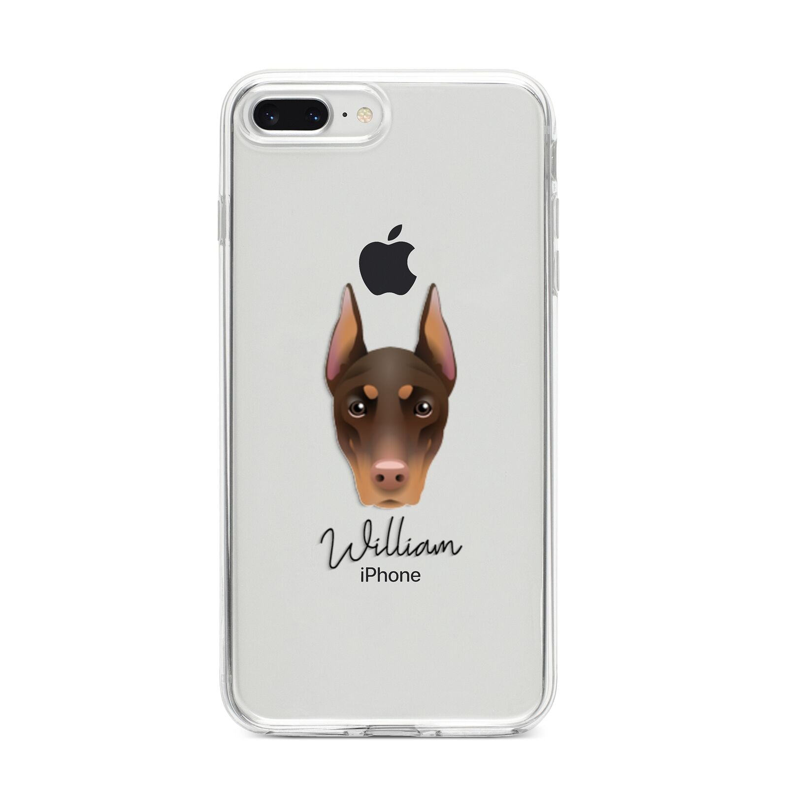 Dobermann Personalised iPhone 8 Plus Bumper Case on Silver iPhone