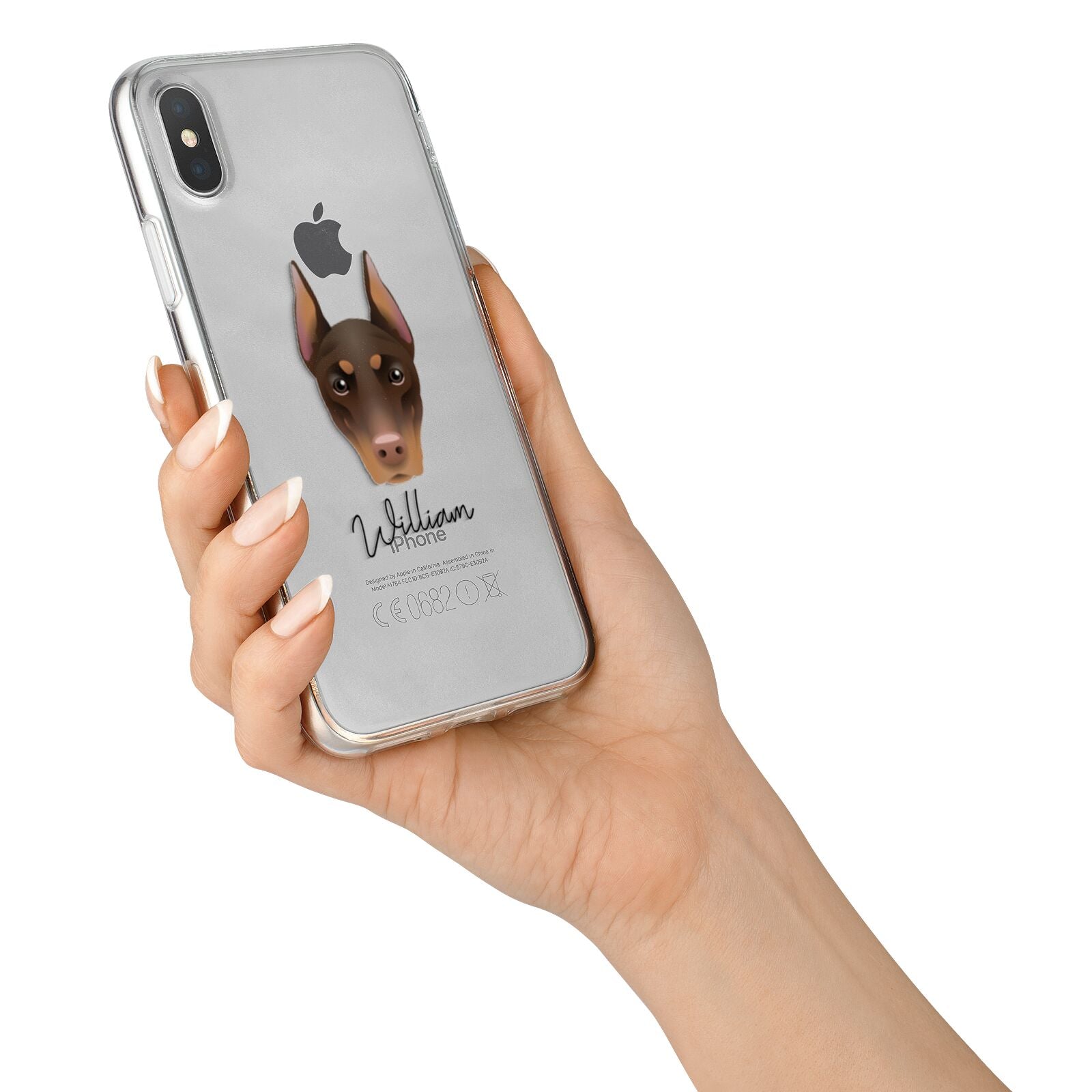 Dobermann Personalised iPhone X Bumper Case on Silver iPhone Alternative Image 2