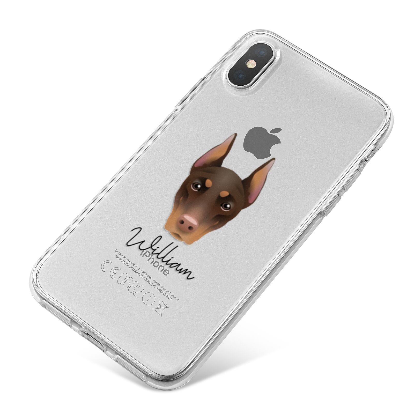 Dobermann Personalised iPhone X Bumper Case on Silver iPhone