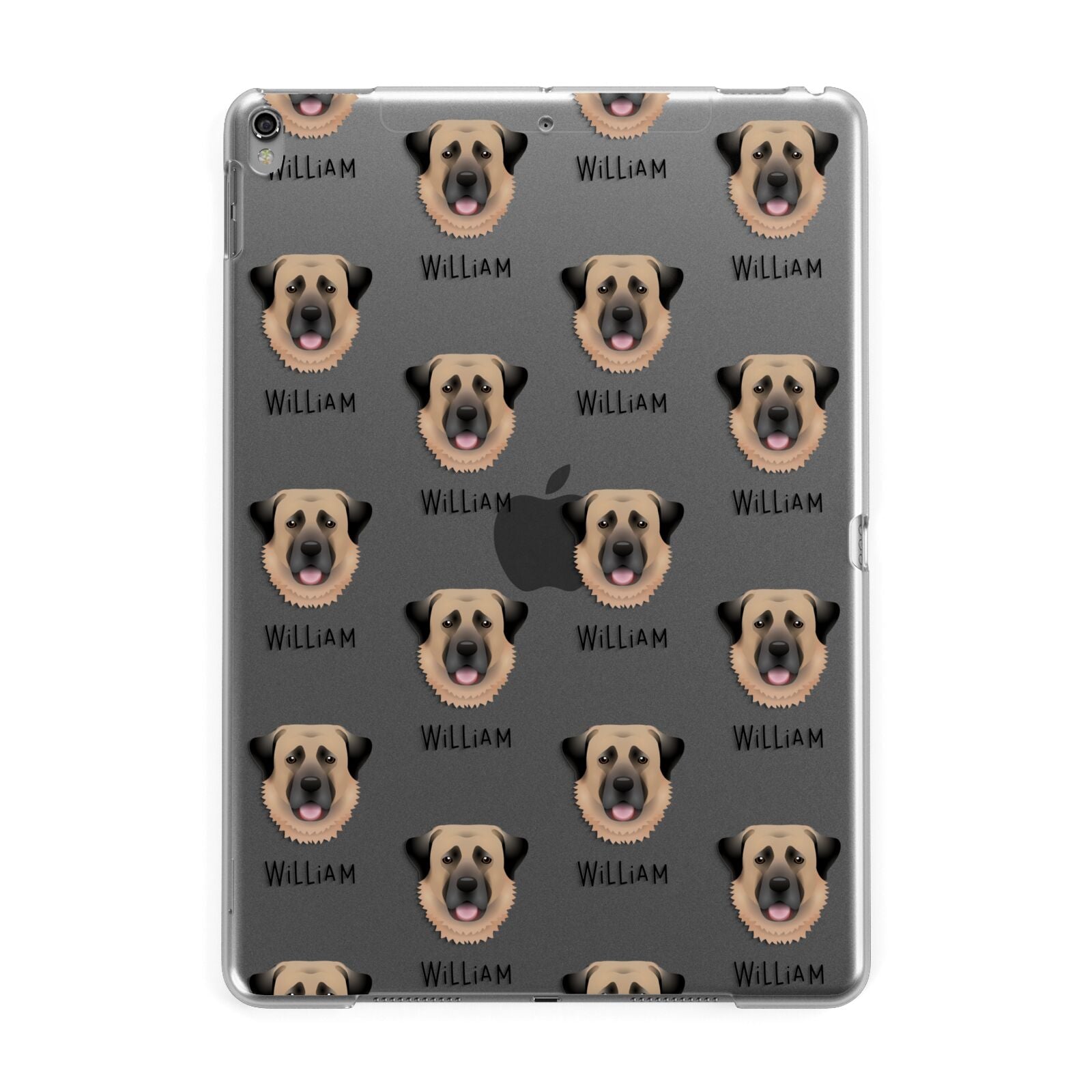 Dog Icon with Name Apple iPad Grey Case