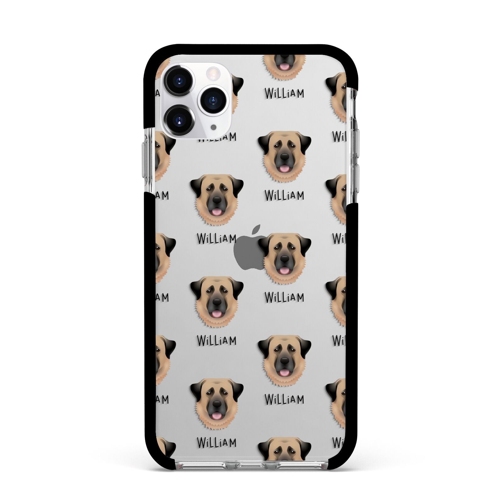 Dog Icon with Name Apple iPhone 11 Pro Max in Silver with Black Impact Case