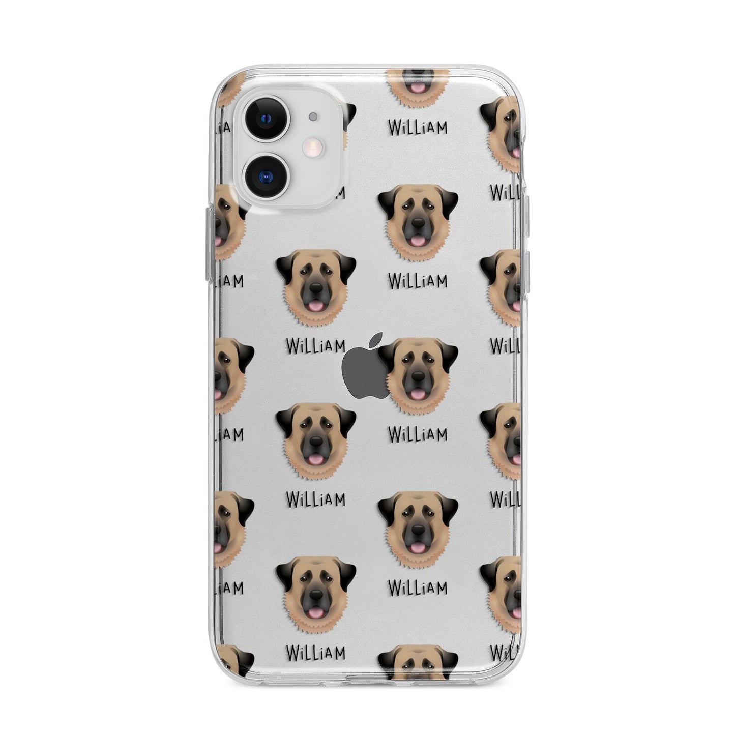Dog Icon with Name Apple iPhone 11 in White with Bumper Case