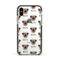 Dog Icon with Name Apple iPhone Xs Impact Case Black Edge on Silver Phone