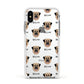 Dog Icon with Name Apple iPhone Xs Impact Case White Edge on Silver Phone