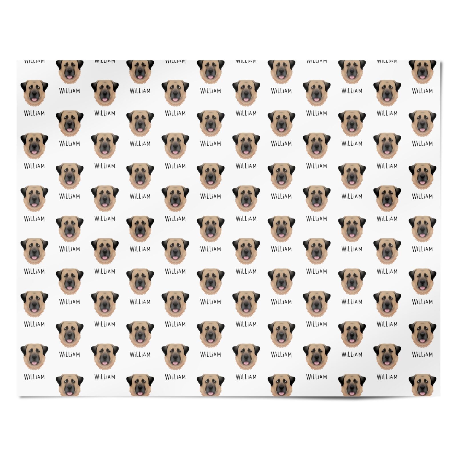 Dog Icon with Name Personalised Wrapping Paper Alternative