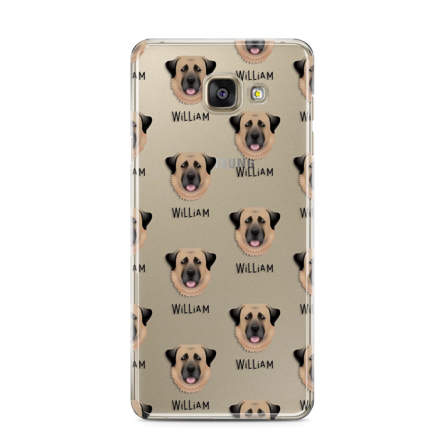 Dog Icon with Name Samsung Galaxy A3 2016 Case on gold phone