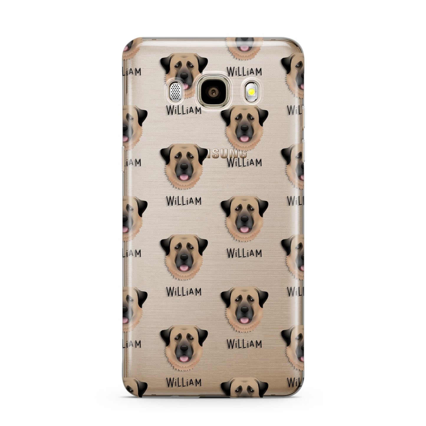 Dog Icon with Name Samsung Galaxy J7 2016 Case on gold phone