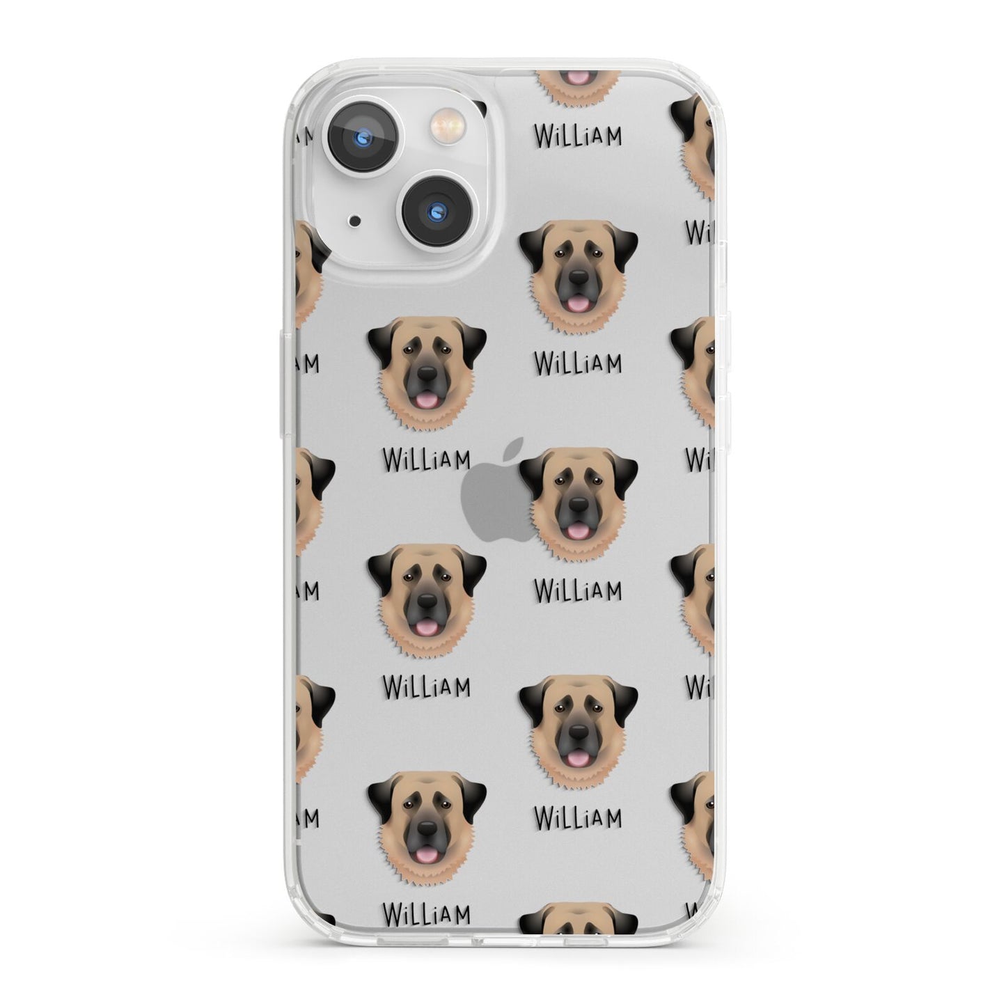 Dog Icon with Name iPhone 13 Clear Bumper Case